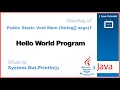 Java hello world program  meaning of public static void main string args  systemoutprintln