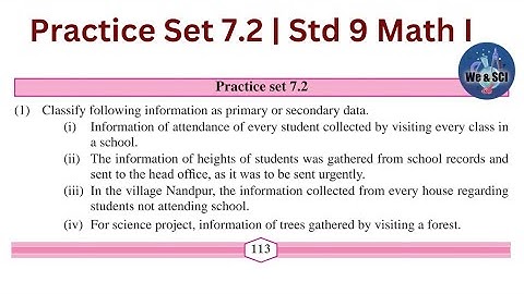 Practice Set 7.2 | L.7 Statistics | 9th Math I Std 9 Algebra
