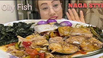 Oily Fish Curry Naga Style With Bamboo Shoot And Green Leaves | MUKBANG | Sensenjamir |