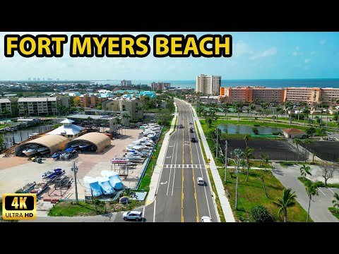 Fort Myers Beach - Aerial View of the Entire Island from North to South