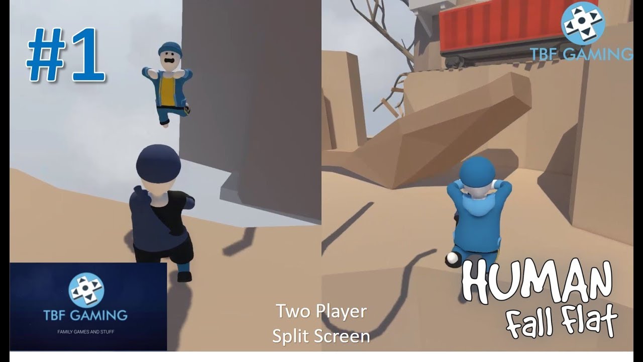 Human Fall Flat 01 Multiplayer Split-screen with son AB -