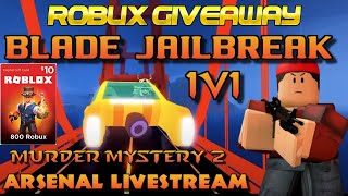 NEW TINT CAR JAILBREAK ARSENAL MM2 & 1V1 | ROBLOX LIVE STREAM NOW