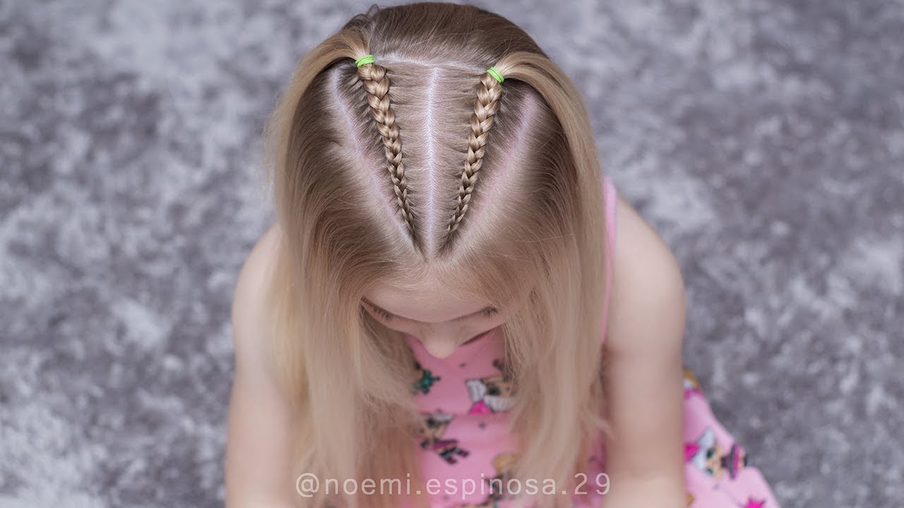 PEINADO CON TRENZAS PEGADAS PARA NIÑAS - PEINADO FACIL PARA NIÑAS - YouTube