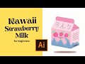 Adobe Illustrator Tutorial 2023: Create a Kawaii Strawberry Milk Illustration for Beginners