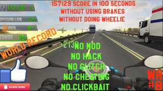 Traffic Rider FZH TURBO 157K Score in Time Trial (without using brakes) ||World Record #8|| screenshot 3