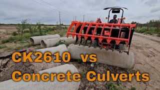 Watch The Kioti Ck2610 And Kg4066 In Action Moving Concrete Culvert Pipes! #kioti #kiotitractor
