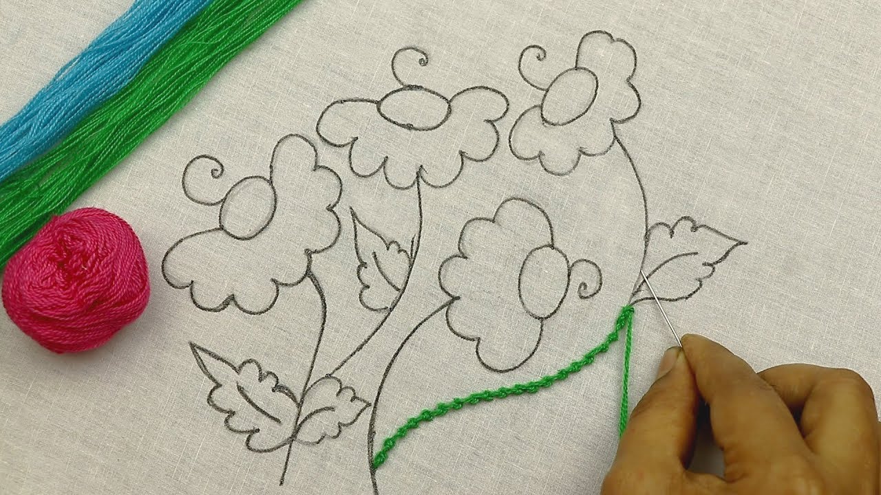 hand embroidery designs of a beautiful flower pattern with