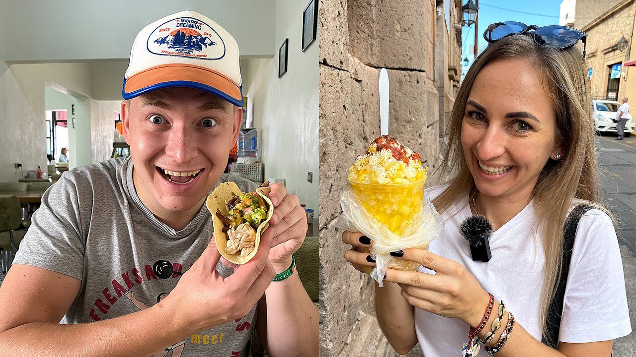 🇲🇽RUSOS PROBANDO LA MEJOR COMIDA de MICHOACAN MORELIA | RUSOS PROBANDO COMIDA CALLEJERA MEXICANA
