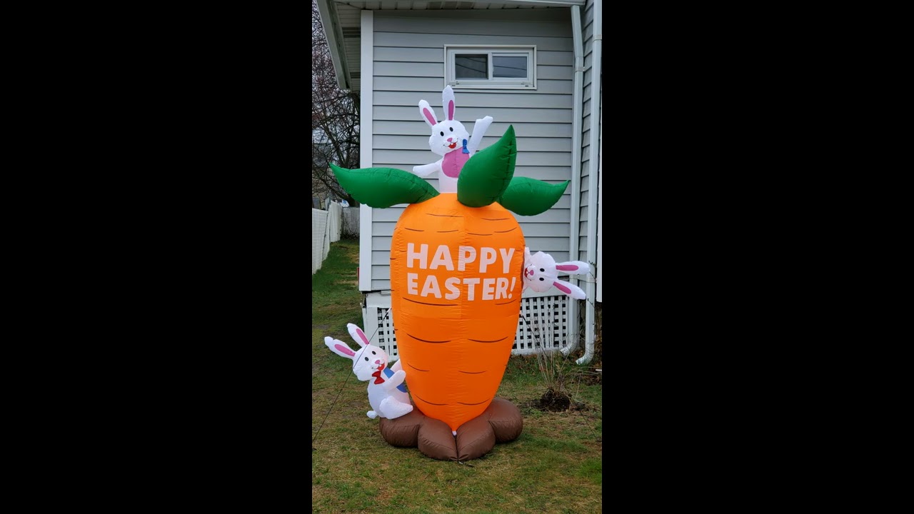 Inflatable Easter Carrot & Bunnies inflatable decoration, indoors