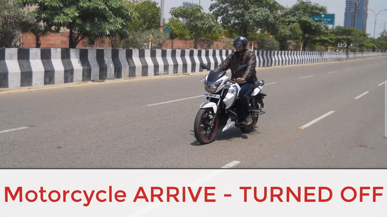 Motorcycle Bike Arrive Stop Turned offSlow downdecelerateRoadside