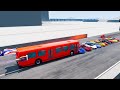 BUS vs 10 SUPER CARS! 200 Km/H CRASH TEST! - BeamNg Drive