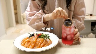 VlogMarinated Salmon, Spicy Soondae, Ciabatta Sandwich, Packing Lunch for Work, Spicy Tteokbokki