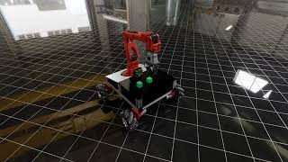 SO-101 Robot Mounted to a Vehicle with Mecanum Wheels (Simulation)