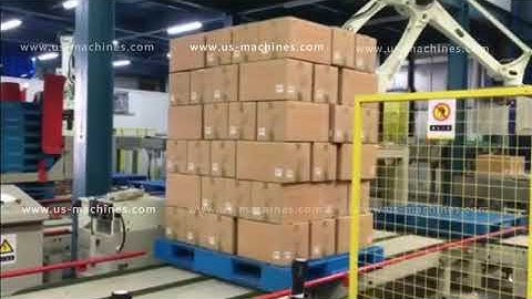 Carton box conveying feeding robot hand palletizing machine palletizer line