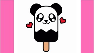 How to draw a panda popsicle 🐼 | كيفية رسم ايسكريم باندا