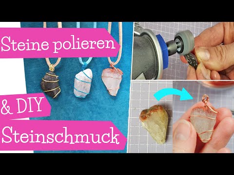 Steine polieren | Stein Anhänger für Kette | DIY Steinschmuck | Wire wrapping Tutorial | mommymade