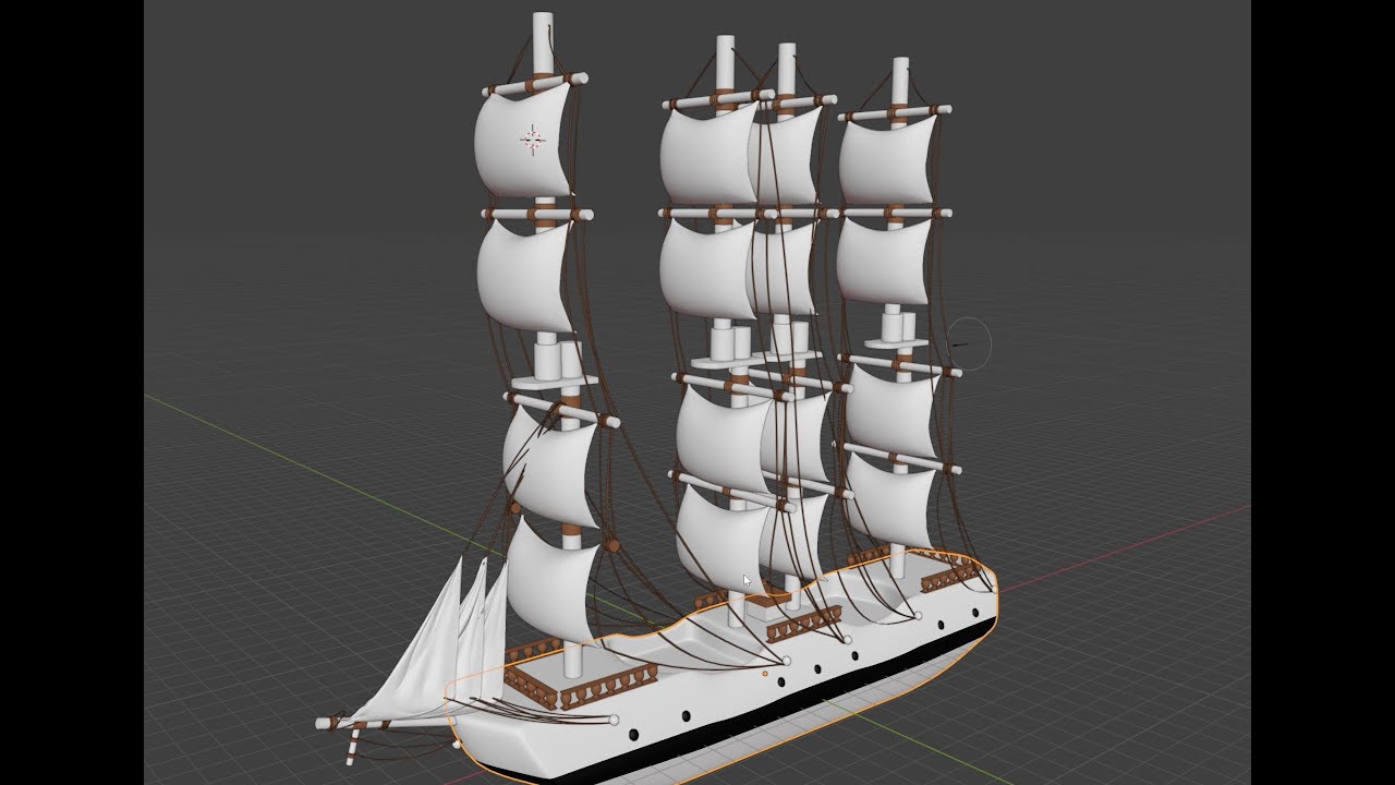 Blender Cloth physics - ship sails and ropes simulation. - YouTube