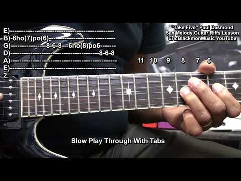 how-to-play-take-five-on-guitar-paul-desmond-sax-melody-solo-riffs-lesson-dave-brubeck