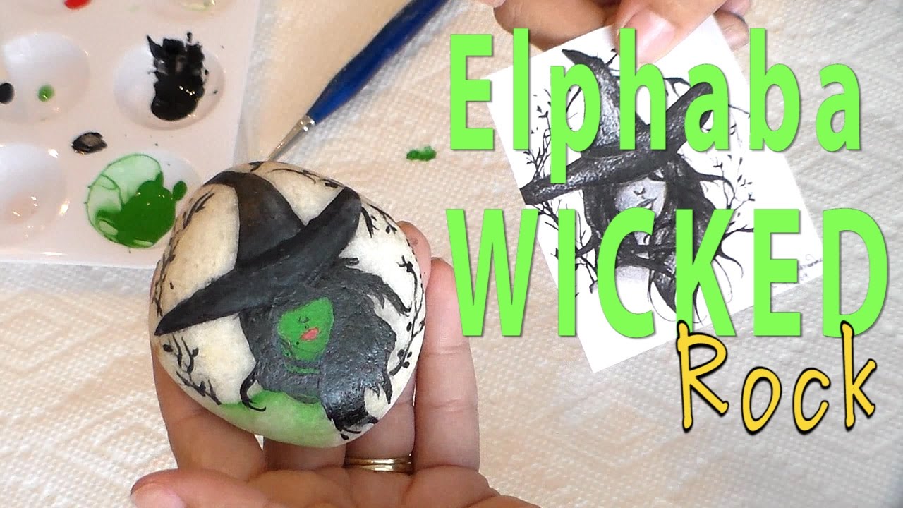 WICKED ....Elphaba Painted Rock Tutorial by Cup n Cakes Gourmet - YouTube