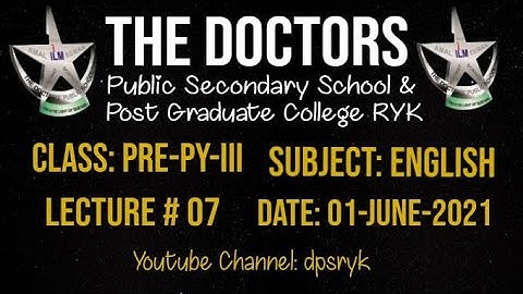 Class Pre-Py-3 English Lecture # 7 [01-June-2021] dpsryk