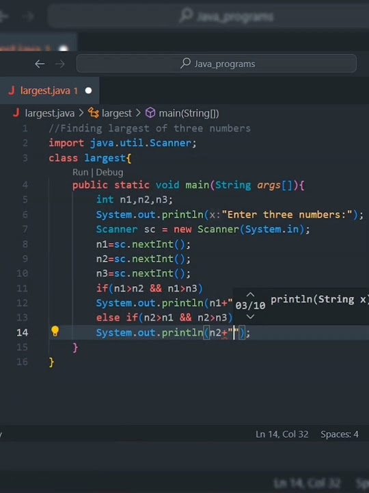 Java program to find largest number from three numbers. | Java programs ...