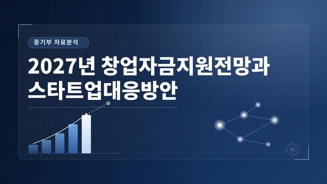 2027년 창업자금지원전망과 스타트업대응방안(중기부 자료분석)