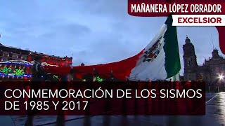 Iza López Obrador a media asta la Bandera por víctimas de sismos de 1985 y de 2017