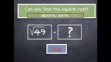 Rapid Recall Quiz - Square Root Mental Part 1