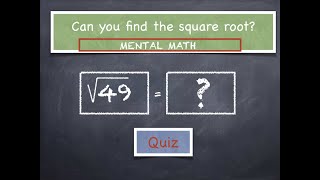 Rapid Recall Quiz - Square Root Mental Part 1 screenshot 1