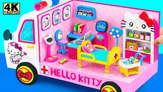 How To Make Hello Kitty Ambulance Hospital Set, Diy Doctor Playset, Medical Kit From Clay, Cardboard