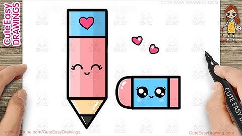 How to draw a Cute Pencil and Eraser Easy for Kids and Toddlers