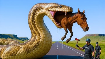 Brave Heroes Save Mother Horse After a Terrifying Encounter with a Giant Python 🐍