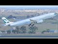 FLOATING Cathay Pacific A330 Battles 80KM/H HEAD WINDS during Takeoff