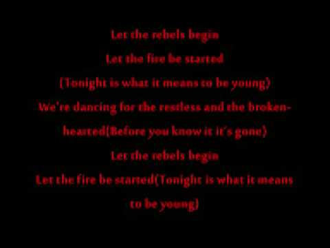 Tonight Is What It Means To Be Young Lyrics Youtube
