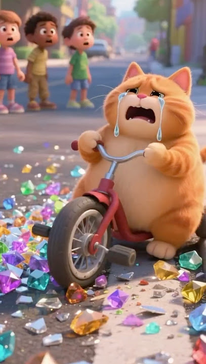 😿Cat’s Crystal Mishap! Kids to the Rescue! ❤️💎!#shorts #funny #cat #cute #animals #comedy#cartoon