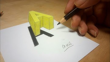 anamorphic illusion - 3D TRICK Drawing on Paper - Floating  Letter A - GOCIL ART