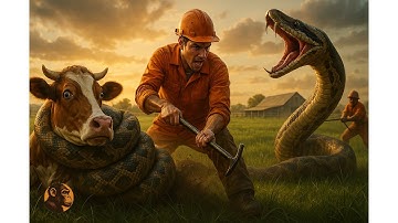 Brave Rescue Team Saves Mother Cow from Giant Python