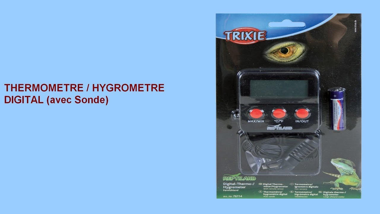 Thermomètre Hygromètre digital avec ventouse Trixie Reptiland