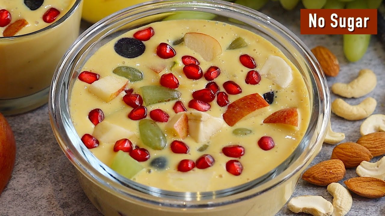 పంచదార లేకుండా ఇన్స్తంట్ ఎనర్జీనిచ్చే హెల్దీ ఫ్రూట్ కస్టర్డ్😋 Fruit Custard Recipe In Telugu👌Custard