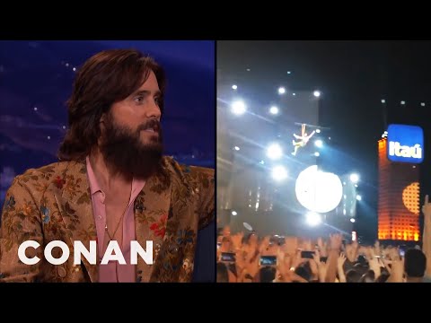 team coco comic con Jared Leto Ziplined Into A Thirty Seconds To Mars Concert - CONAN on TBS