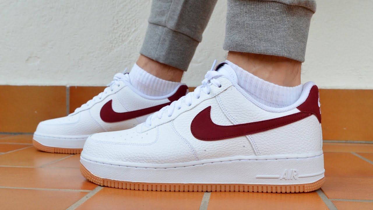 white air forces with red check