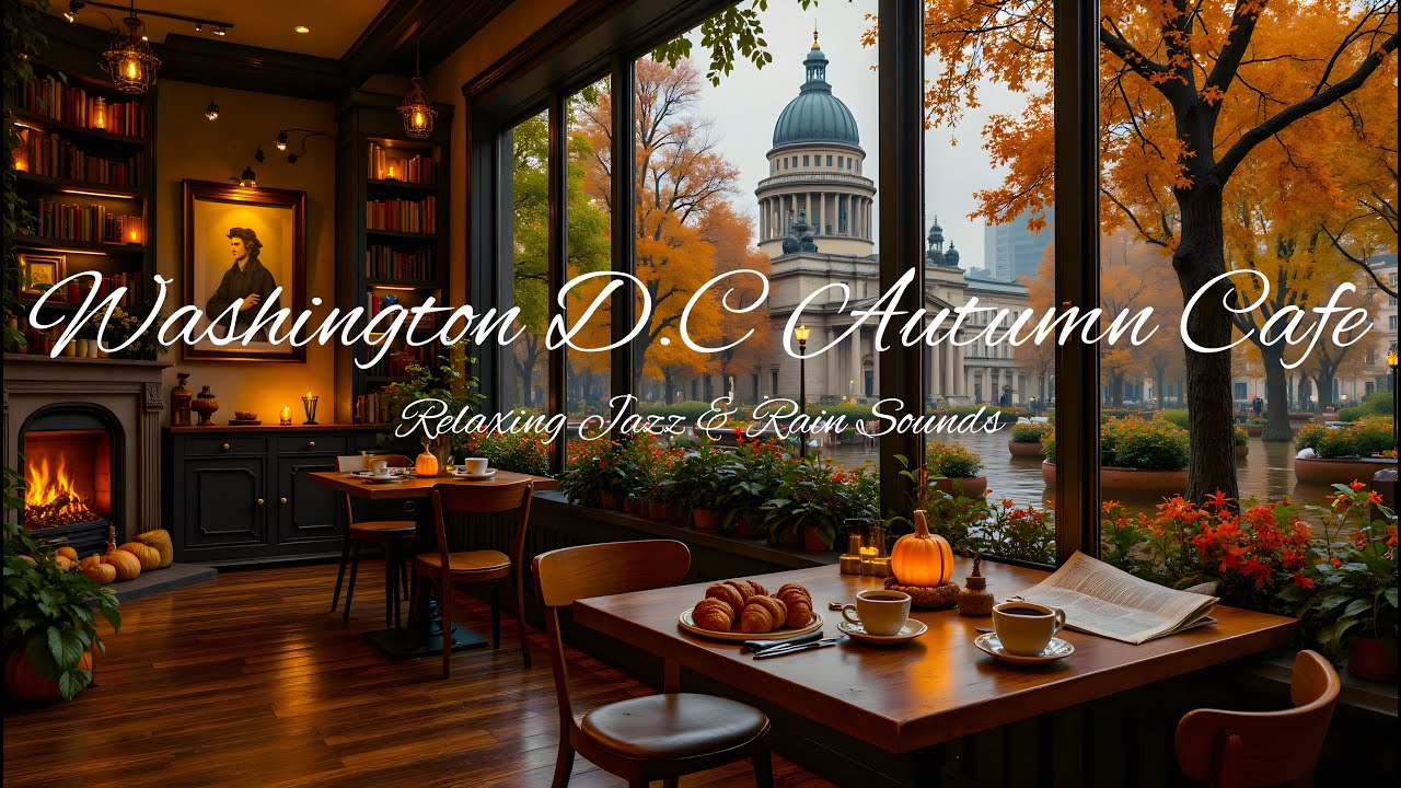 Атмосфера Кафе В Вашингтоне, Округ Колумбия 🍂 Уютная Атмосфера Дождливой Осени И Нежный Джазовый...