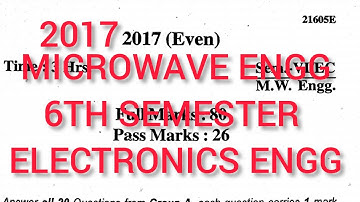 MICROWAVE ENGINEERING||PREVIOUS YEAR QUESTIONS(2017)||ELECTRONICS ENGG||6TH SEMESTER||SBTE BIHAR