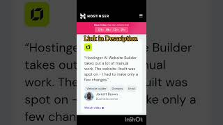 Hostinger AI Website Builder Customer Review l Hostinger Coupon Code #hostinger #webhosting #shorts