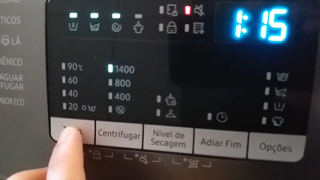 🧺 Todas Funções do Painel de Controle da Lava e Seca Samsung Ecobubble ...