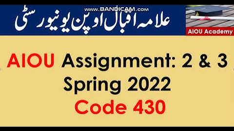 AIOU Code 430-2 & 3 Solved Assignments Spring 2022