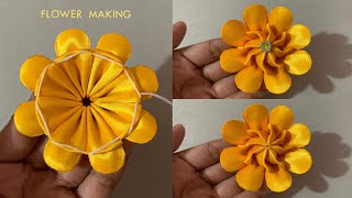 Super Easy Ribbon Flower Making  Hand Embroidery Tricks With Ribbons  Ribbon Work  Ribbon Flower