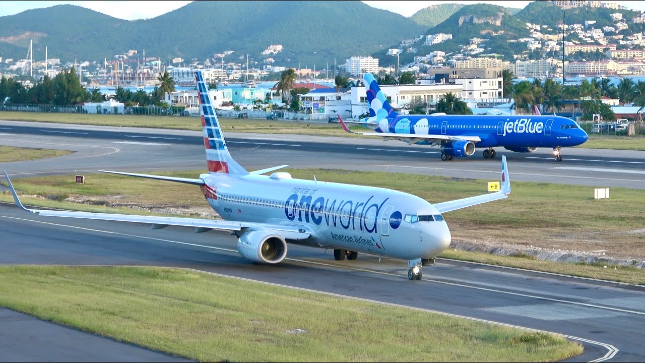 St Maarten Princess Juliana, Arrivals & Departures SXM Planespotting in 4K Maho Beach Locations