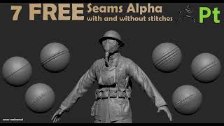 FREE seams and alpha for zbrush and substance painter