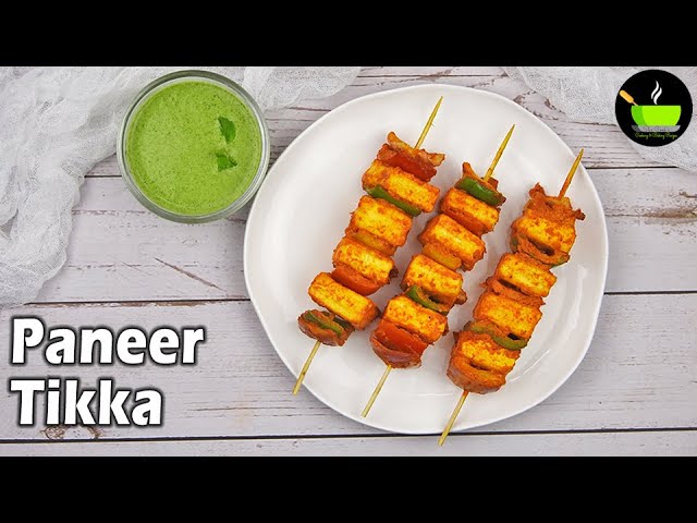 Paneer Tikka & Green Chutney Recipe | Tawa Paneer Tikka Recipe | Starters| Paneer Tikka Without Oven | She Cooks